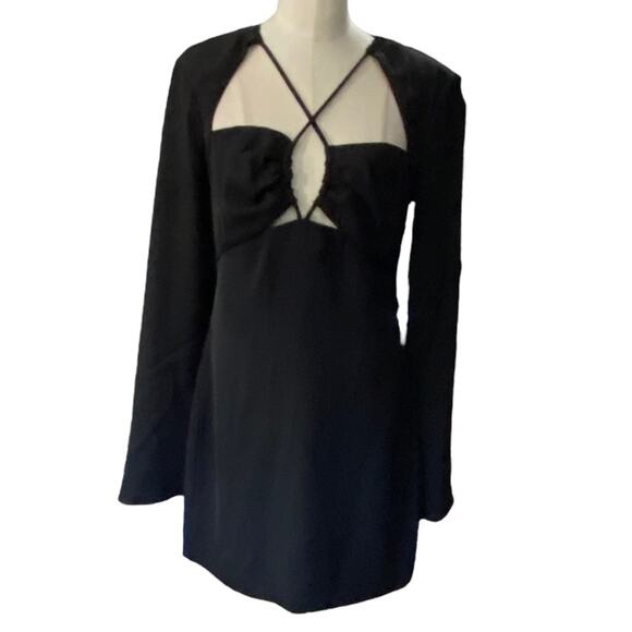 Endless Rose Crossover strap little Black mini dress Long Sleeve NEW Size small - Picture 4 of 13